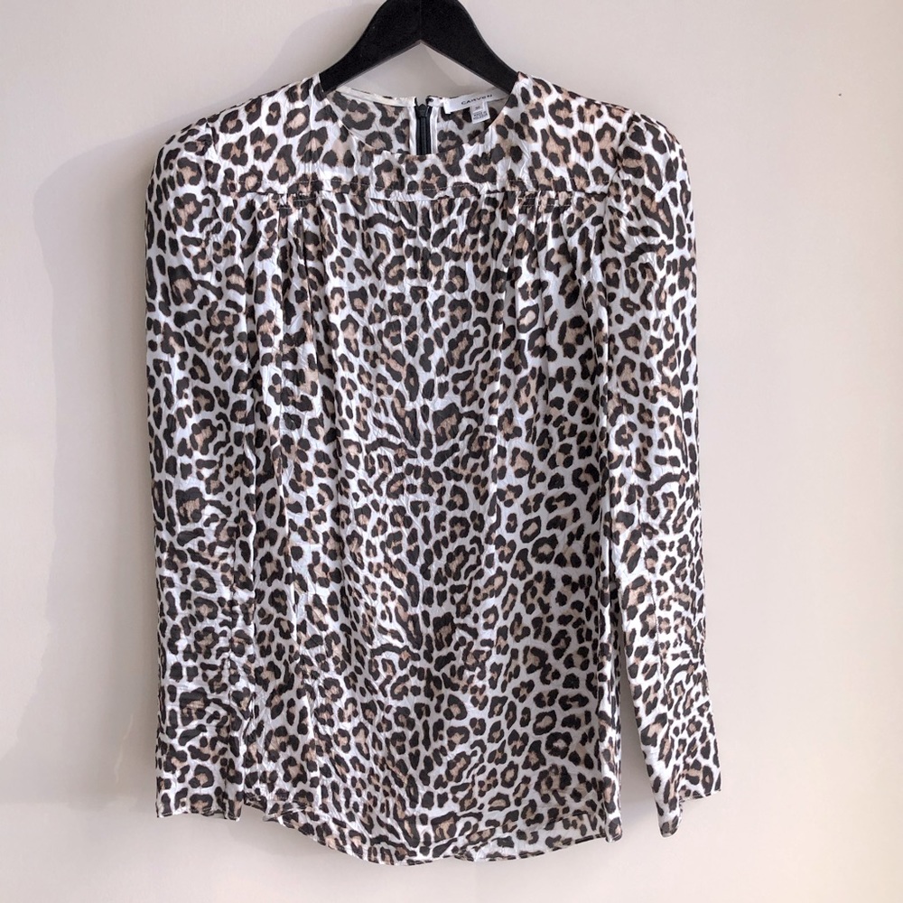 Carven silk leopard print top XS